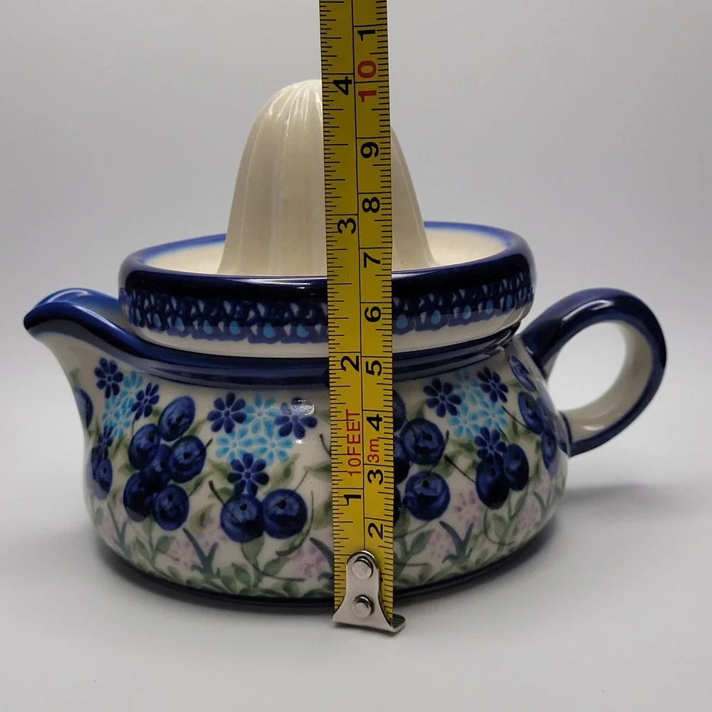 Kalich Polish Pottery Citrus Juicer Unikat Blueberry Floral Julia D‎ Boleslawiec